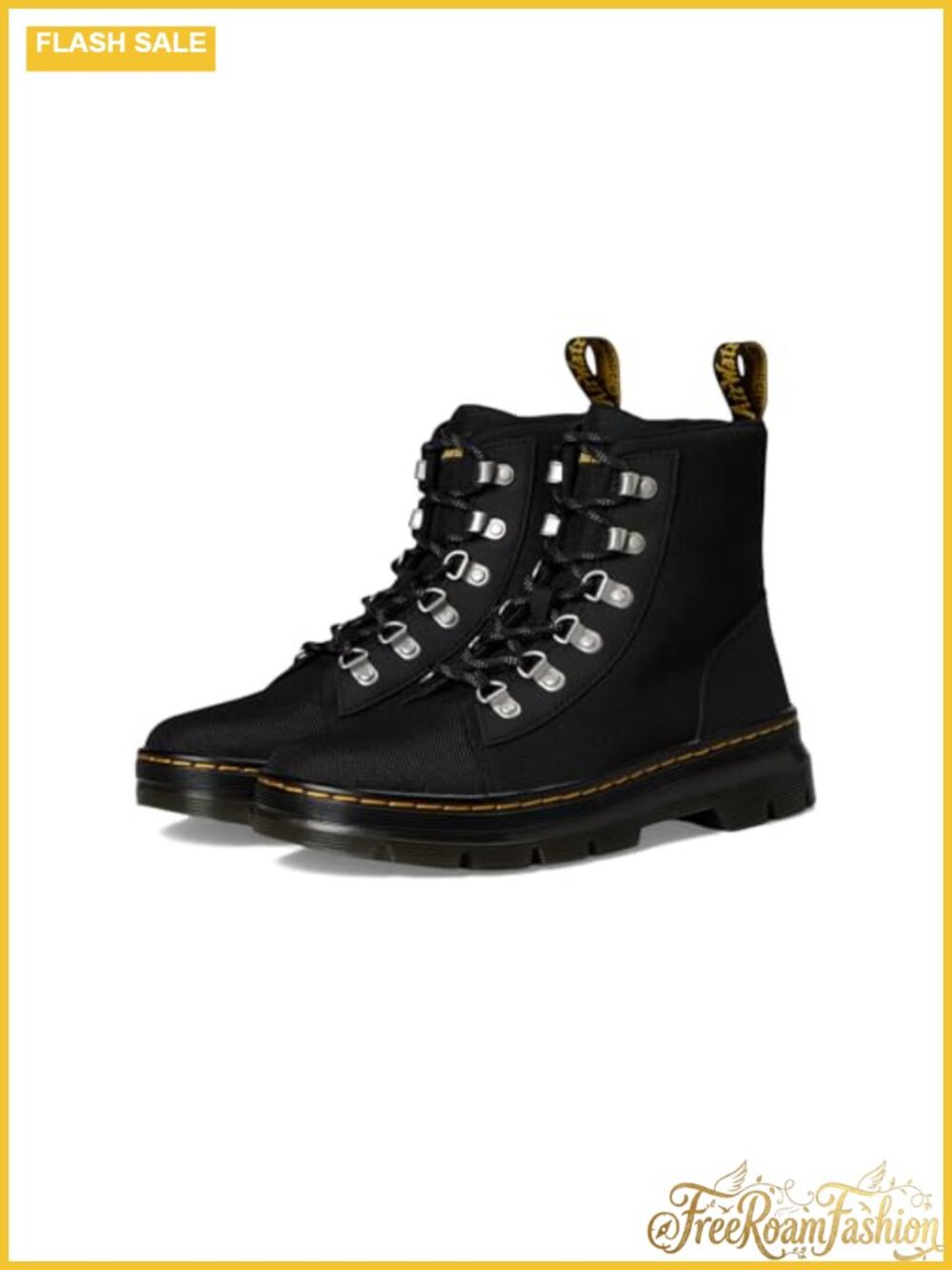 Dr. Martens Combs W Tie Boot Leather Combat Ankle Boot Round Toe